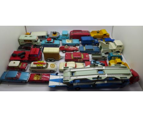 Dinky, Corgi and other die-cast model vehicles, mainly 1960's, including Bedford TK Tipper, Car Transporter, Austin Mini-Van,