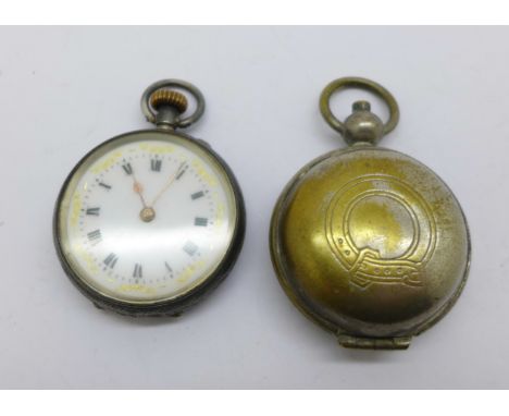 A lady's silver fob watch and a sovereign case