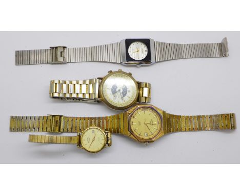 Four wristwatches to include a gentleman's Rotary, a lady's Rotary, a gentleman's Zeon Moonphase and a Goldman