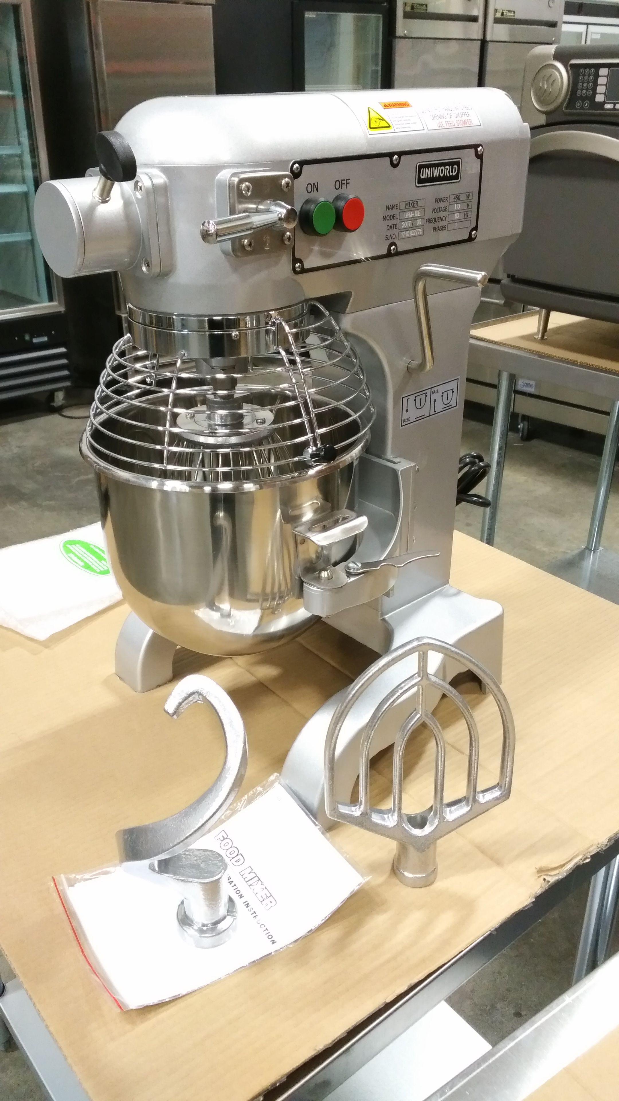 Uniworld 10qt Commercial Stand Mixer included Hook, Whip, Paddle ETL