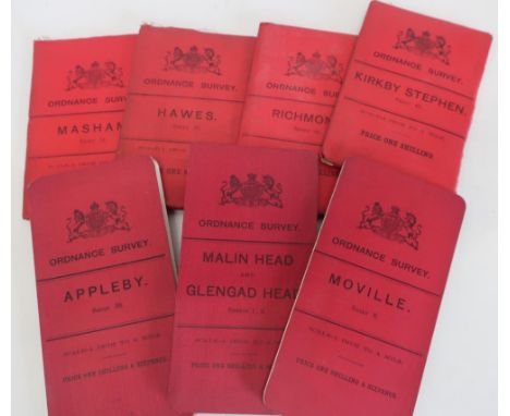 Ordnance Survey 1 inch To 1 mile folding linen backed maps, with red covers, at Malinghead and Glengad Head Moville, Appleby,