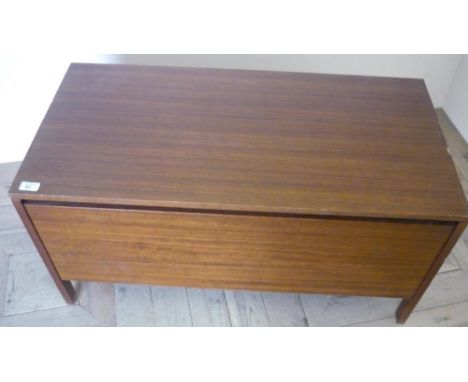 Meredew Furniture mahogany blanket box on square supports (92cm x 45cm x 46cm) and a teak and gilt metal standard lamp (2) 