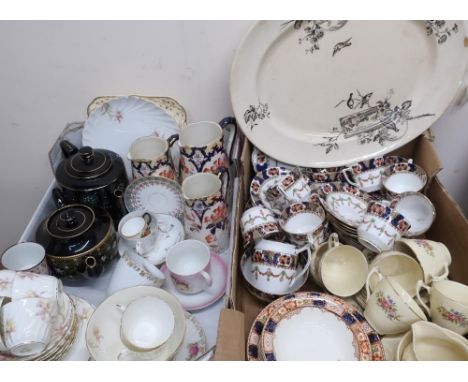 Victorian and later ceramics including Ainsley floral decorated part tea service, black jewelled ware tea pot RD202180 by SJB