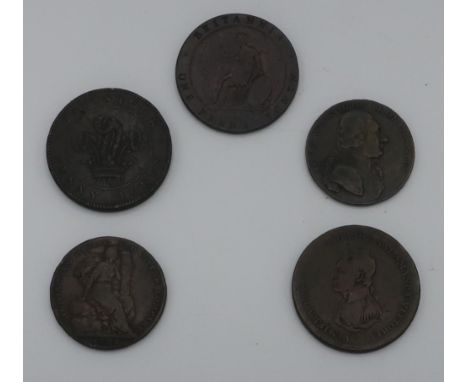 George lll one penny Tokens for Christopher Jennett Stockton 1818, Tavistock Devon Mines 1811, Vimiera..Salamanca 1813, Union