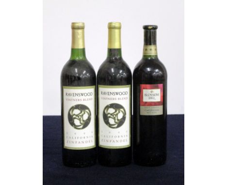 2 bts Ravenswood Vintners Blend Zinfandel 2000 Sonoma  i.n, ts, vsl bs 1 bt Blossom Hill Red Wine NV Above three bottles