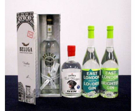 1 litre bt Beluga Finest Quality Noble Russian Vodka 40% oc 1 70-cl bt Listers Tail Wagger London Dry Gin 40% 1 70-cl bt East