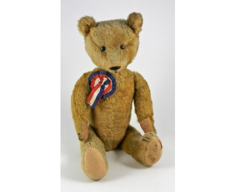 Miss Nightingale an early British Prototype Teddy Bear, circa 1912, straw stuffed golden mohair bears with painted metal eyes