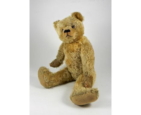 Compton a large fine Farnell golden mohair Teddy Bear, 1920s, kapok and wood wool stuffed with large glass eyes, clipped moha