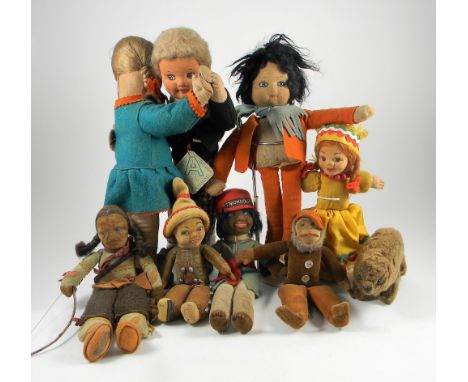 Collection of cloth dolls, including Deans Rag Book ‘Dancing Dolls’ Joan & Peter, with original paper label, (little dirty), 