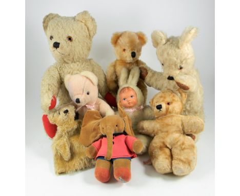 Farnell, Alpha and Twyford Teddy Bears and soft toys, Farnell Alpha Toys velvet Mumfie Elephant with large paper lined ears, 