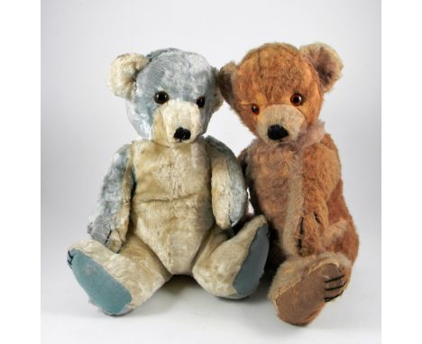 Two Chad Valley Cubby bears, 1930s, seated white and blue artificial-silk plush Cubby bear with large glass eyes, stitched no