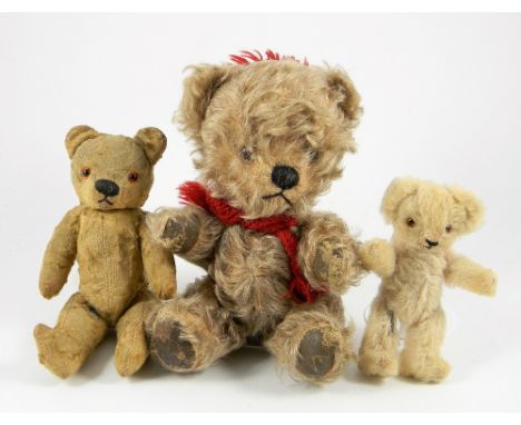 Chad Valley Toffee bear, 1950s, long mohair Toffee bear with glass eyes, stitched nose and mouth, swivel head, jointed limbs,