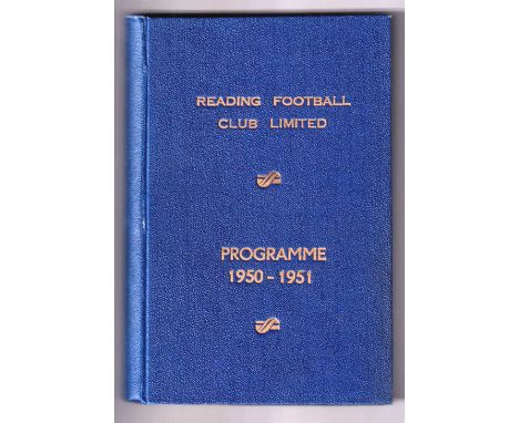 Football programmes, Reading FC, 1950/51, bound volume of 49 home programmes, first team &amp; reserve issues, numbered 1-49 