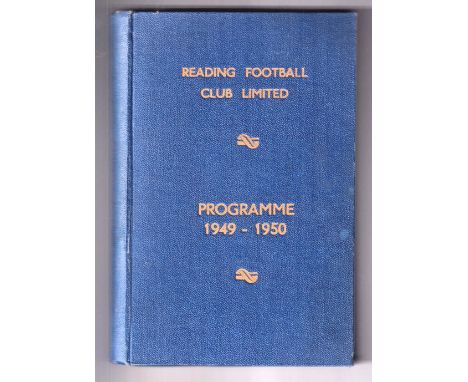 Football programmes, Reading FC, 1949/50, bound volume of 45 home programmes, first team &amp; reserve issues, numbered 1-45 