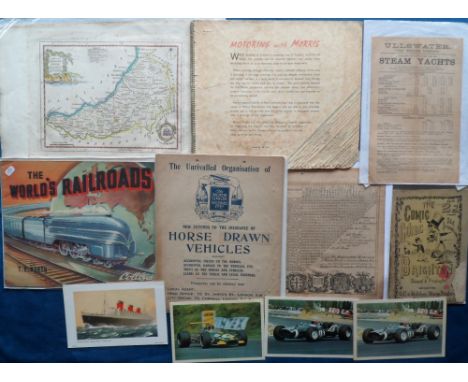 Motoring Ephemera, approx. 30 pieces of motoring related items 19th to 21stC to include 'Motoring With Morris' UK road map, e
