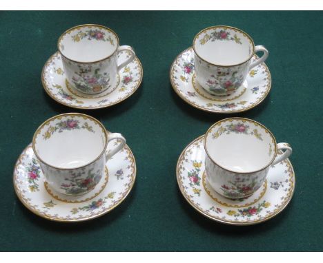 SET OF FOUR COPELAND SPODE PEPLOW COFFEE CUPS AND SAUCERS 