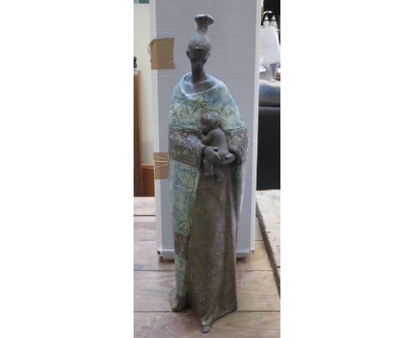 BOXED LLADRO GLAZED AND UNGLAZED CERAMIC FIGURE - CRADLE OF LIFE, APPROXIMATELY 42cm HIGH