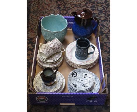 SUNDRY CERAMICS INCLUDING SYLVAC PLANTER, LANGLEY HOT WATER JUG, RIDGEWAY HOMEMAKER DINNERWARE PLUS OTHER SUNDRIES