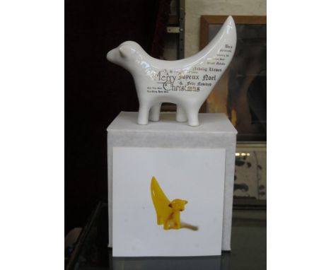 SUPERLAMBANANA - LIMITED EDITION "MERRY XMAS" WHITE CERAMIC MODEL BY BLU GNU, APPROXIMATELY 15cm HIGH