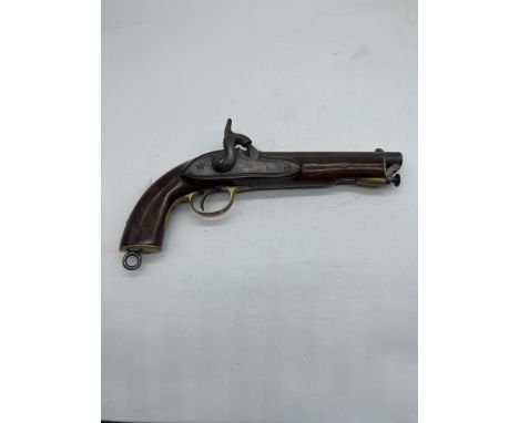 A British 1858 Pattern East Indian Government Lancer's Percussion Pistol, .650 calibre, smooth bore, the 20cm round steel sig