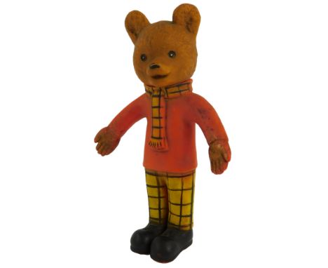 A vintage 1960s/1970s rubber Rupert Bear, modelled in standing pose, 28cm high. 