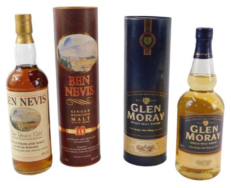 A bottle of Ben Nevis Single Highland Malt Scotch whisky, aged 10 years, 46% vol, 70cl, boxed, together with a bottle of Glen