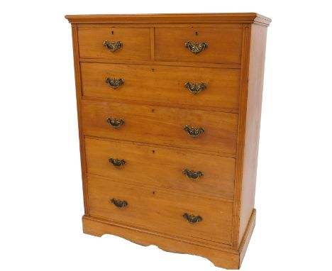 A Victorian walnut chest, the top with a moulded edge, above two short over four long drawers, on bracket feet, 138cm high, 1