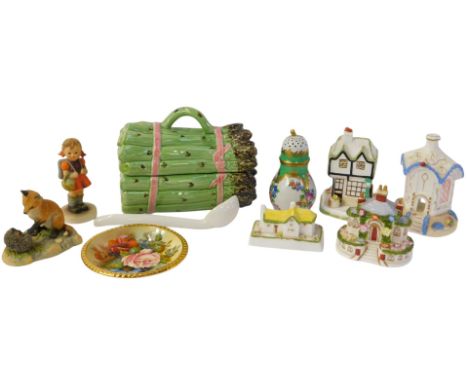 A group of collectable china, including a Coalport porcelain Keeper's Cottage, The Old Curiosity Shop, The Tollhouse, a Goebe