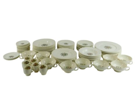 A Wedgwood Conway pattern part dinner and coffee service, to include twin handled soup cups, dinner plates, coffee cups and s