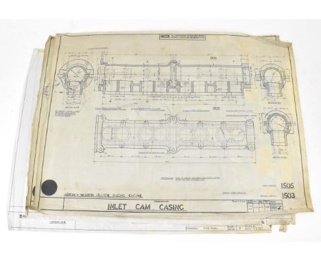 Four early 20th century rolled car engineering drawings for Aston Martin, dated 1920, 1922 (x2), 1923, two with 'Aston Martin