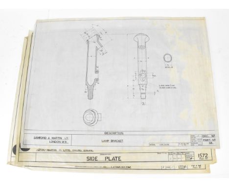 Three early 20th century rolled car engineering drawings for Aston Martin, dated 1922 an 1924, two with 'Aston Martin 1 1/2 L