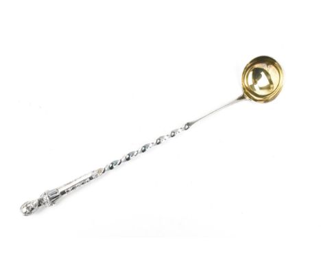 A Victorian silver toddy ladle by Reid &amp; Sons, Newcastle 1882, with figural finial, twist detail to the handle, 32 cm lon