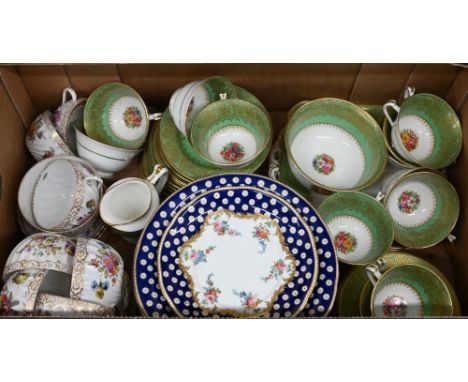 Dresden floral-painted part tea service, to/w Victorian floral-printed part fruit service and a George Jones Crescent china t