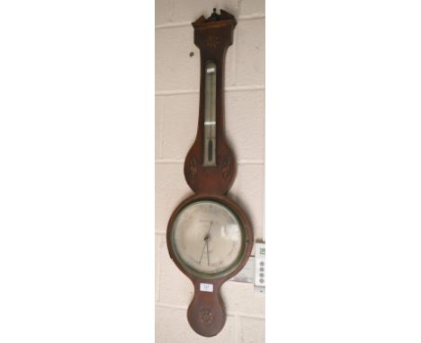 A 19th century inlaid mahogany wheel barometer with 20 cm silvered dial, by Brambana &amp; Co, 100 cm high f/r 