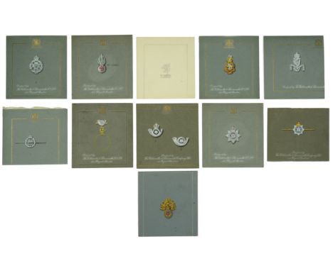 Of Infantry Interest: Assorted hand-painted Regimental artist design pattern cards for sweetheart brooches retailed by Goldsm