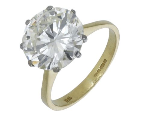 A diamond single stone ring, set with a brilliant-cut diamond, weighing 4.96 carats, mounted in 18ct gold, London import mark