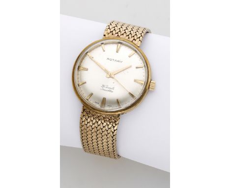 Rotary. A gold bracelet watch, circa 1960. Movement: manual winding, 21 jewels. Dial: silvered, applied dagger indexes, centr