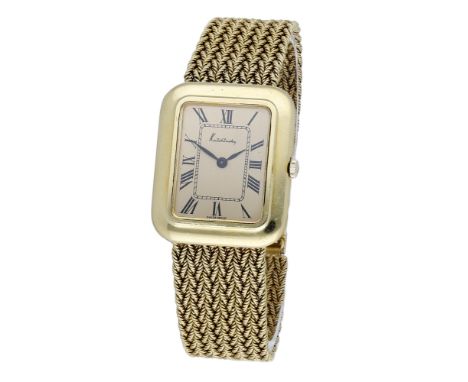 Kutchinsky/Chopard.  A gold rectangular bracelet watch, Ref. 2038, circa 1972. Movement: manual winding, 17 jewels. Dial: gil