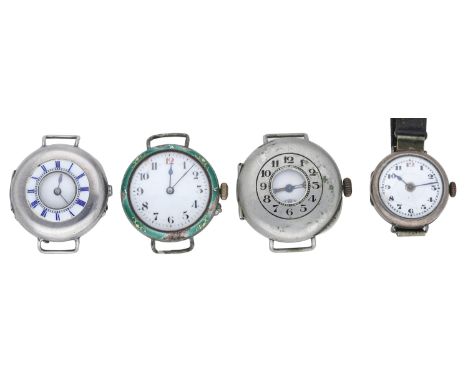 Swiss. A group of four wristwatches including two half-hunting cased watches and two lady’s wristwatches, circa 1917. (4)  £1