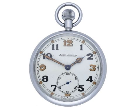 Jaeger-LeCoultre. A WWII nickel military issue open-faced keyless watch, circa 1945. Movement: cal 467/2, lever escapement. D