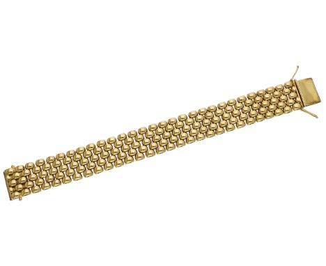 An 18ct gold brick-link bracelet, designed as a continuous series of domed brick-links, London import mark for 1998, sponsor’