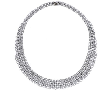 A diamond necklace by Ventrella, the articulated collar of tapered design, set throughout with brilliant-cut diamonds in coll