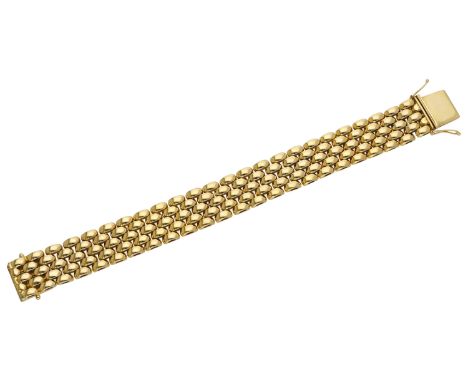 An 18ct gold brick-link bracelet, designed as a continuous series of domed brick-links, London import mark for 1998, sponsor’