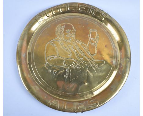 A Vintage Brass Advertising Tray for Butlers Ales, 33cm Diameter 