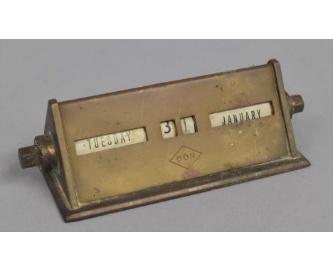 A Vintage Brass Triangular Desk Calendar, 11cms Wide 