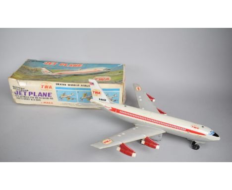 A Vintage Tin Plate Transworld Airlines Battery Operated Jet Plane by Marx, 39cm Long (Untested) 