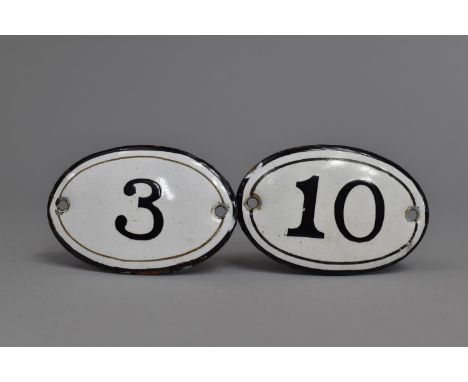 Two Vintage Enamelled Arm Band Oval Plaques, 3 and 10 