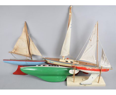 A Collection of Four Vintage Pond Yachts in Wood and Plastic 