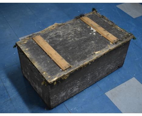 A Vintage Wooden Box with Hinged Lid, Weathered Condition, 72cms Wide 