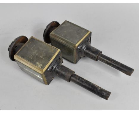 A Pair of Vintage Metal Trap Lamps, (Condition Issues) 